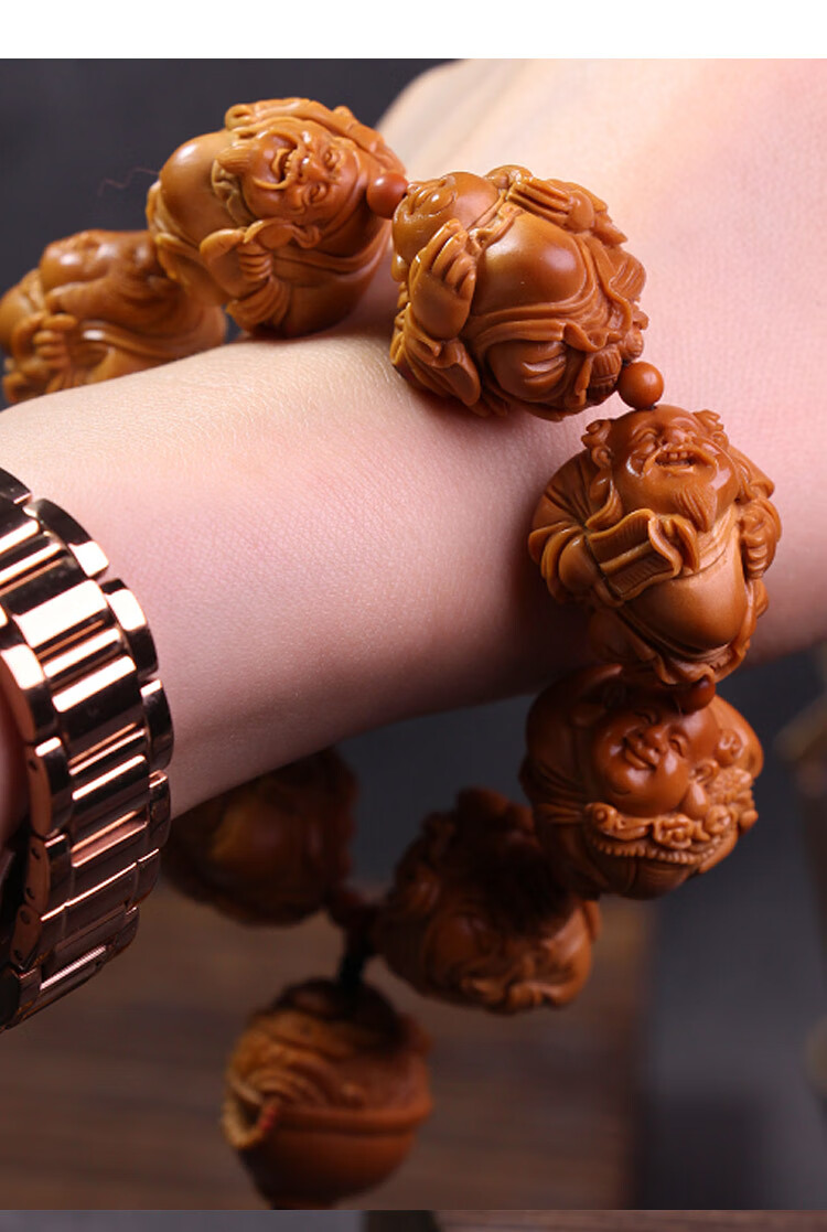 舟山橄榄核雕刻八仙过海手串纯手工群仙汇橄榄胡文玩手链23大籽