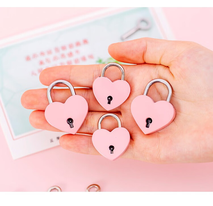 创意爱心锁挂锁便携迷你柜门锁具家用行李箱学生宿舍小锁头直开锁