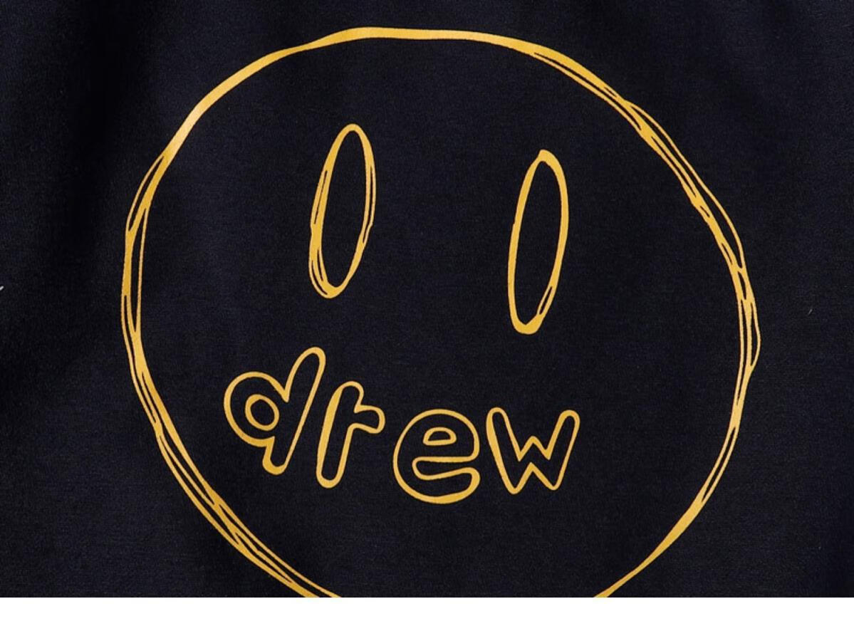 drew house欧美贾斯汀比伯同款高街风涂鸦笑脸加绒男女情侣卫衣潮