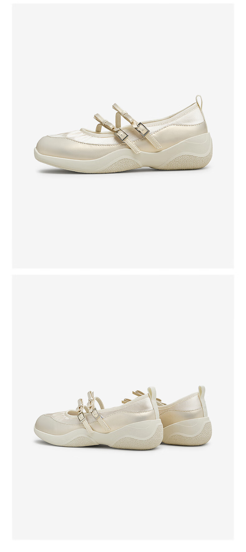 TATA Silver Casual Mary Jane Shoes for Women, Sporty Ballet Flats, Autumn Season CGA02CQ4, Beige, Size 36 5