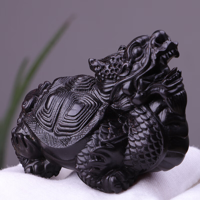 开线寿龟手把件创意便携随身盘玩小件黑檀雕刻工艺品紫光檀开线寿龟