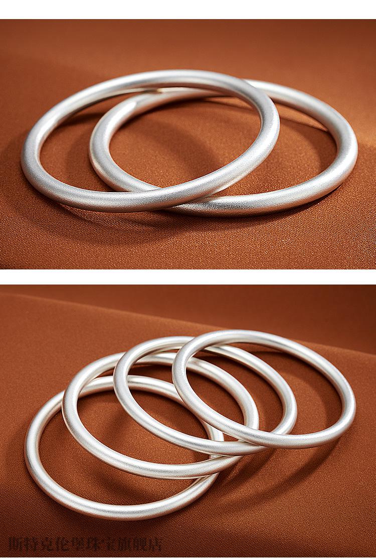 斯特克伦堡s9999古法银手镯女足银镯子年轻款实心手环小众ins风b3803