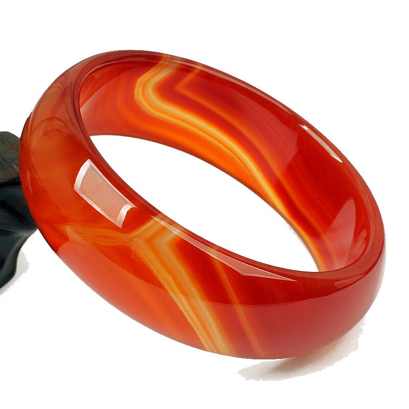 子檀 天然红玛瑙手镯加宽加厚时尚玉髓花纹玉髓镯子wmr005 内径60