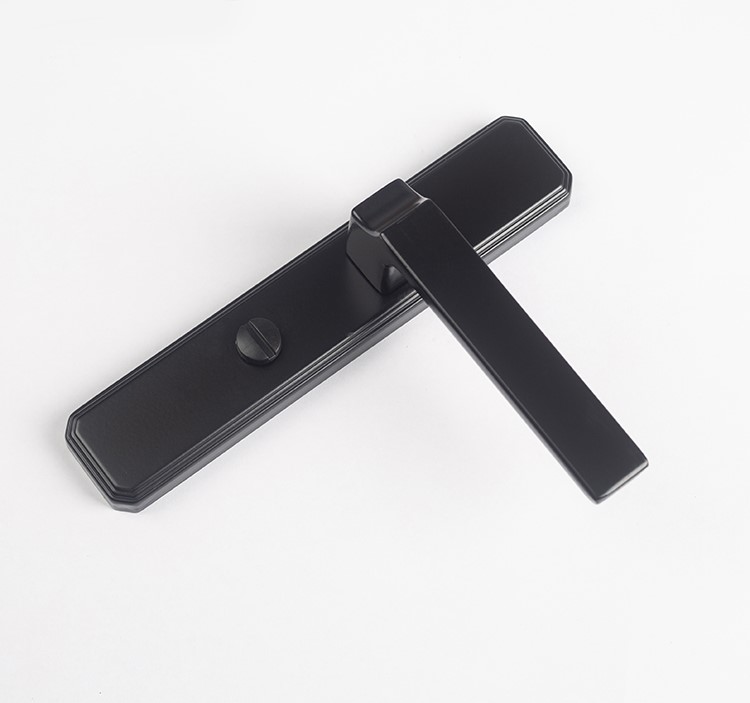 卫生间门把手钛镁合金门锁单舌黑色静音铝门洗手间厕所浴室玻璃黑色1