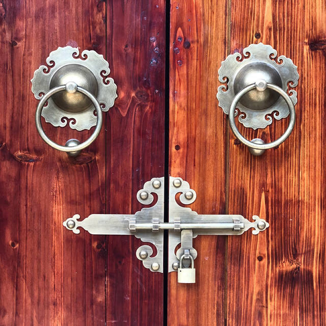 门环老式门老铜门扣仿古门环大门拉手古铜铜门环纯铜木门把手老式 11