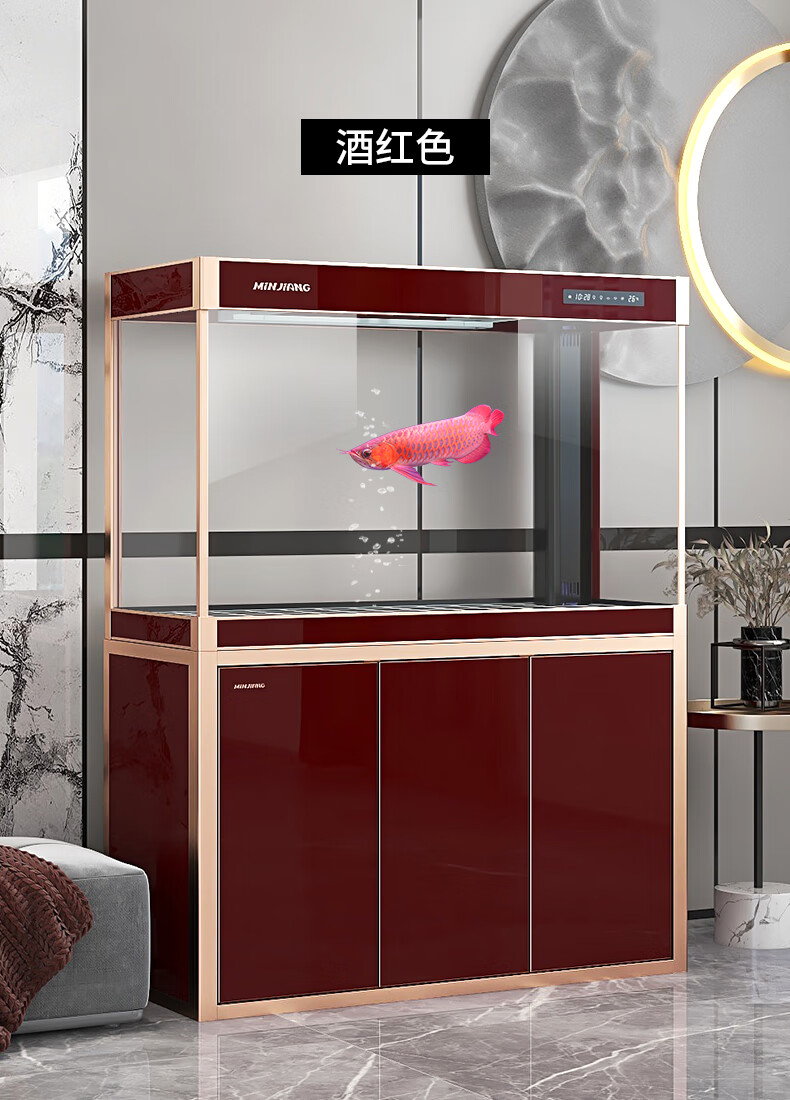 闽江鱼缸水族箱大型客厅家用落地轻奢超白玻璃免换水底过滤龙鱼缸