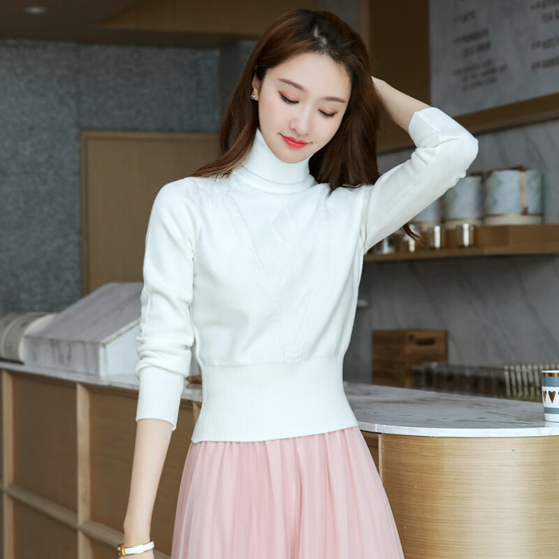 睿娅美少女装大学生女装初中学生装高中生女高领女短款修身显瘦针织