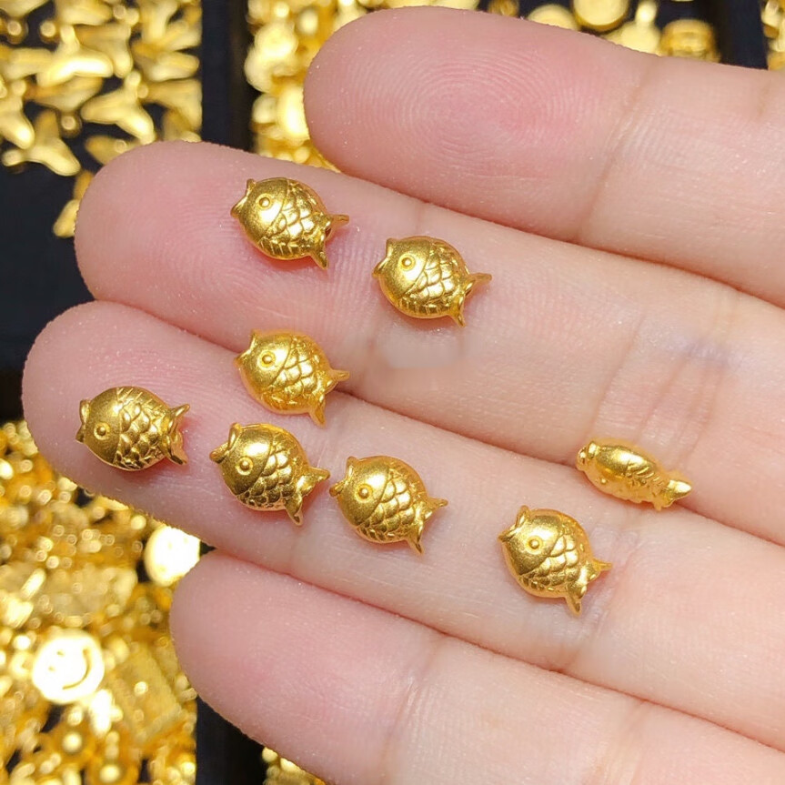 芠拉(wl)黄金亲亲鱼转运珠 3d硬足金999小金鱼年年有余路路通男女宝宝