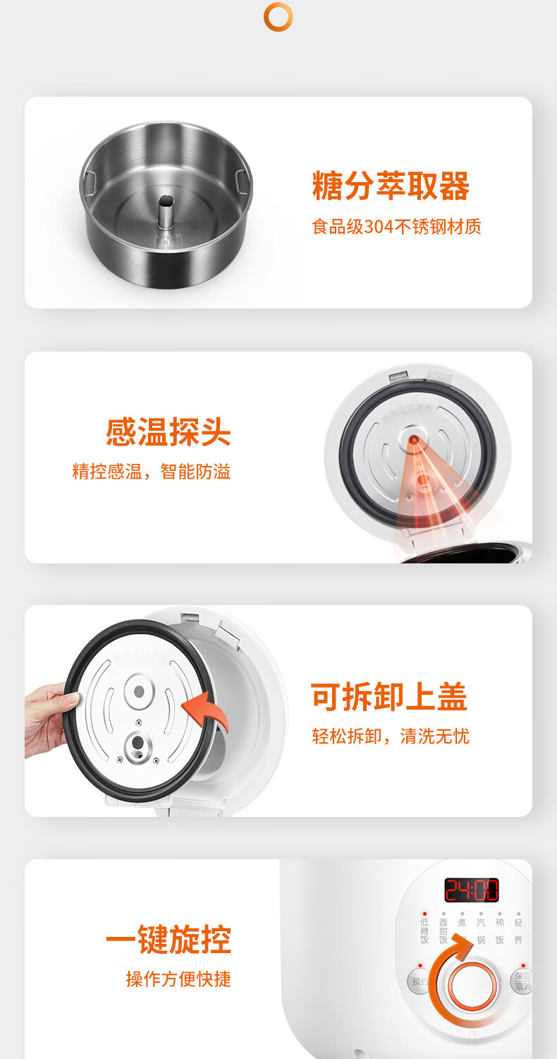九阳 全自动低糖电饭煲 2L 养生降糖 图14