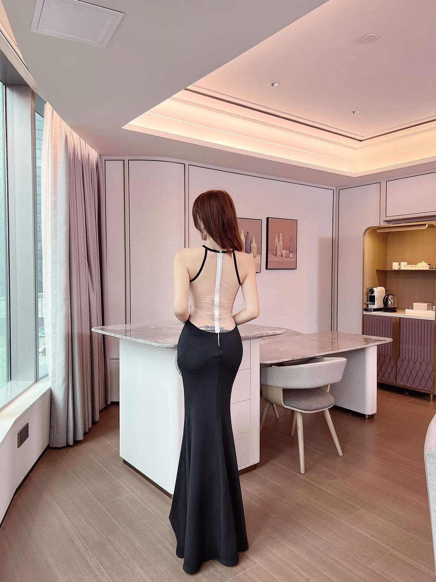 夜店情趣女装性感晚礼服女夏质感挂脖修身鱼尾长裙气质高端主持人