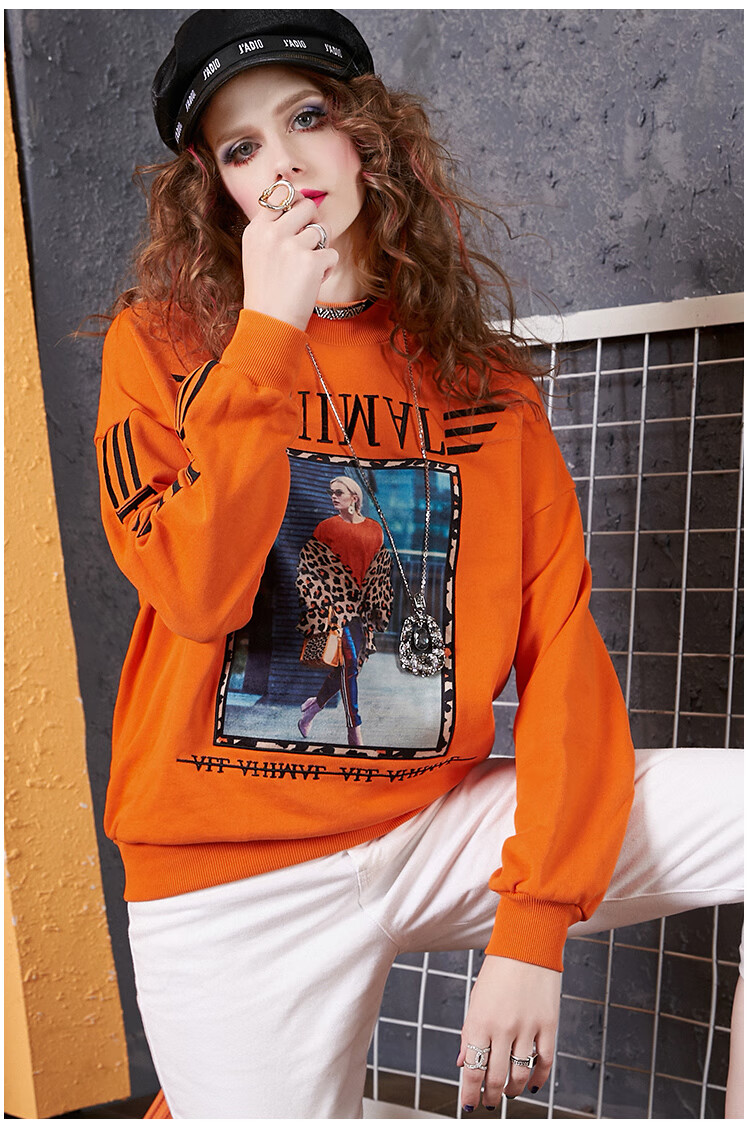 香港专柜轻奢欧美潮牌何穗明星同款秋季套头宽松卫衣女欧洲站2019新款