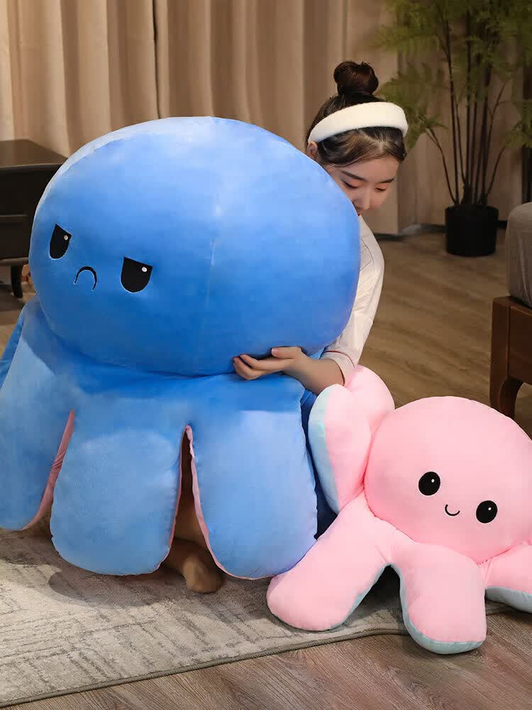抖音ins双面章鱼小公仔毛绒玩具可翻转变脸玩偶生日礼物女闺蜜床上