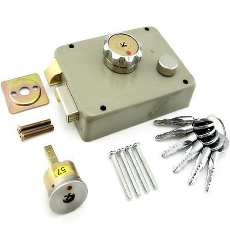 防盗门门锁安防afs机械锁a1076d外装铜门c级 大号92mm*78mm十字钥匙