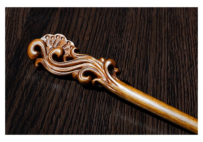 发簪子 如意云纹盘发木簪子 配饰 天然古装宫廷头饰簪 如意云纹簪