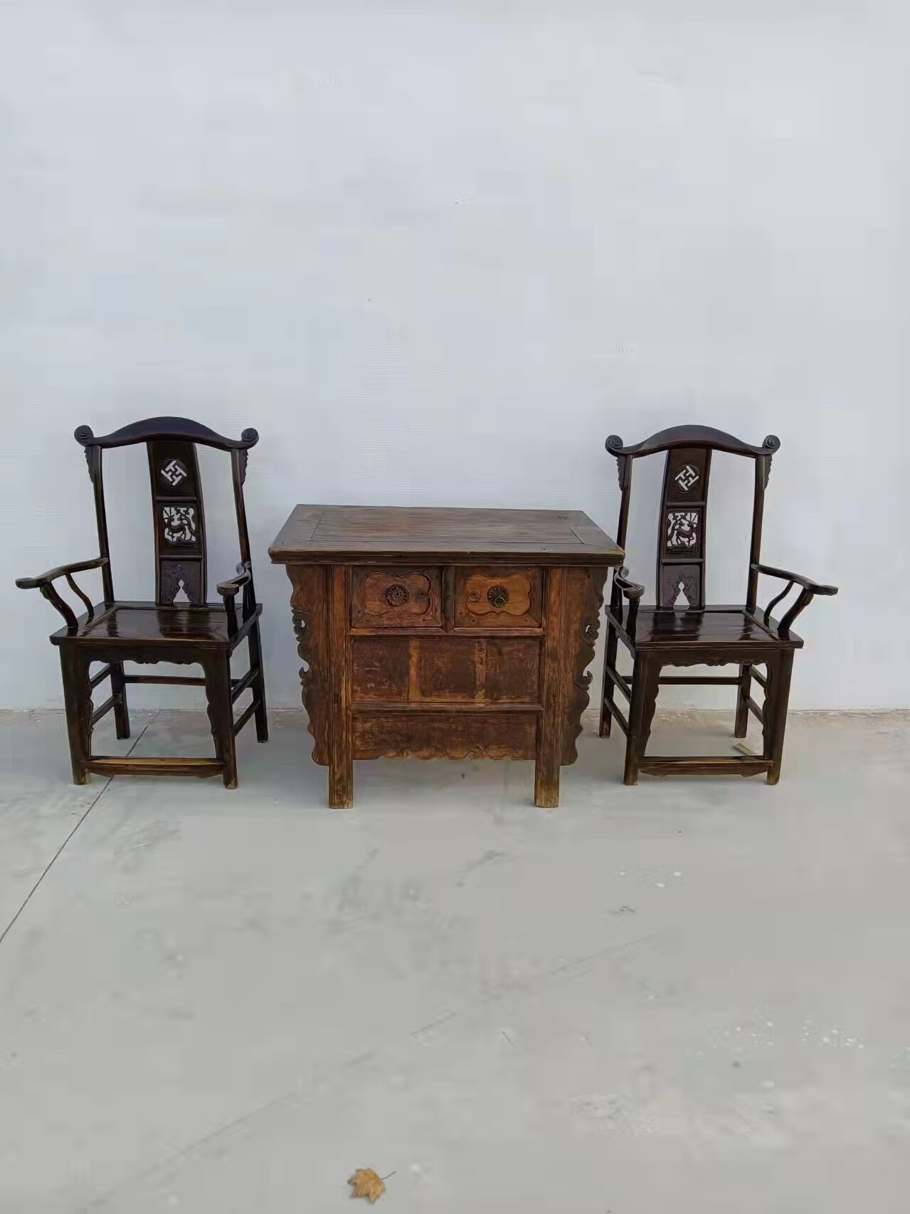 霜魄 合成老物件民俗老物件古董老家具实木桌子椅子复古怀旧收藏摆件