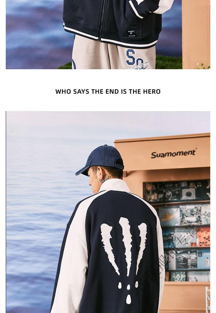 【秋冬新款】【王鹤棣同款】suamoment抓痕撞色贴布刺绣棒服外套情侣