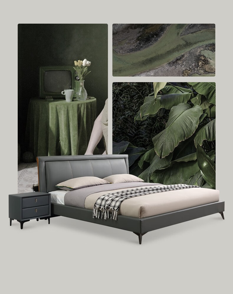 帝标{线上专供}帝标家具北欧风皮艺软包双人床现代简约意式主卧床婚床