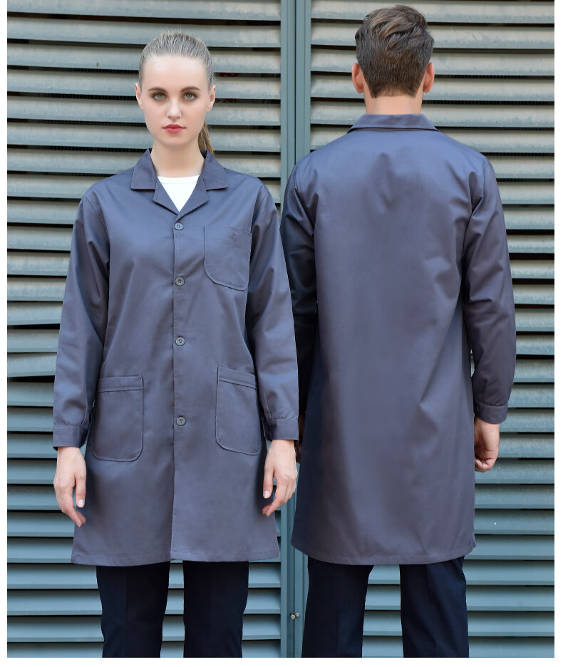 琴羽林 蓝大褂工作服男女长袖耐脏耐磨大褂食品工厂车间白大褂长款