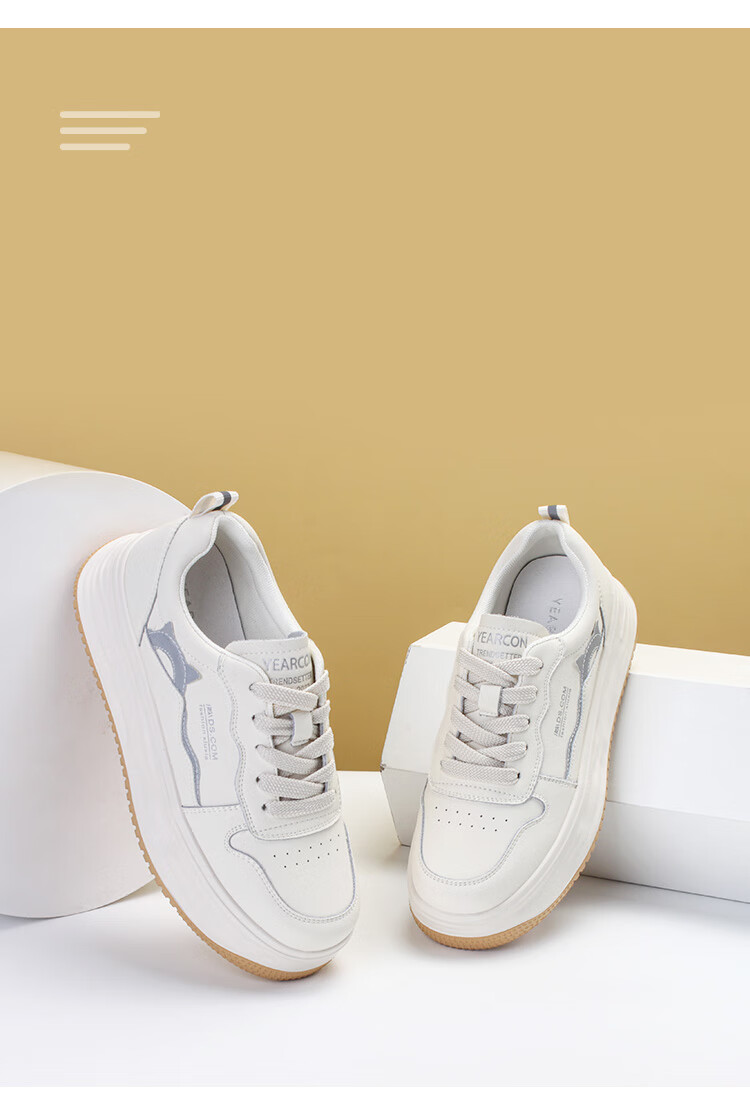 意尔康女鞋运动鞋女款厚底小白鞋女ins潮 2022秋季新款百搭增高女士