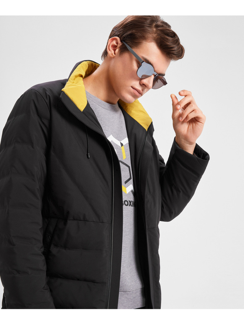 奥莱新品劲霸男装2019新品劲霸中长版茄克羽绒服vrjd4237黑色160