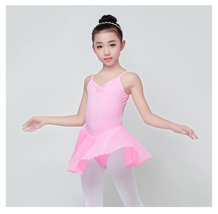 艾舞戈儿童舞蹈服夏季女童吊带裙芭蕾舞连体服幼儿练功服考级服紫罗兰