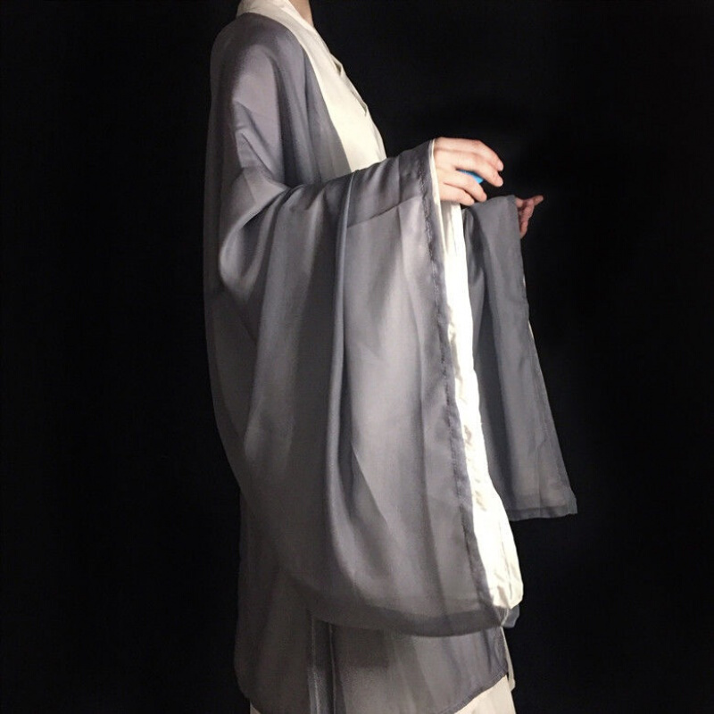 汉服拾缘男女同款纯色明制披风唐制圆袍领夏季商场同款有运费险烟灰色