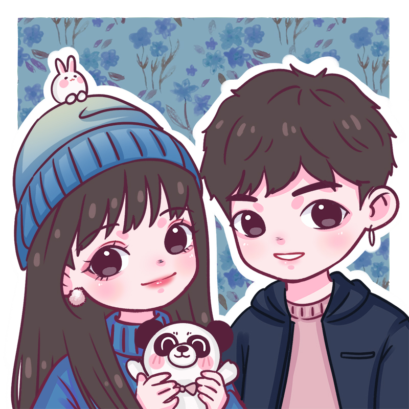 q版手绘头像画卡通真人照片动漫人像漫画头像定制情侣画像约稿 ins风