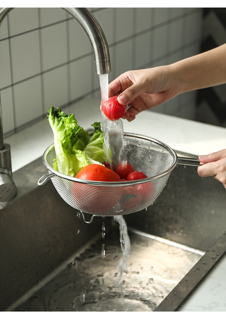 舍里不锈钢漏勺过滤网勺捞面饺子网筛油炸家用厨房大号商用笊篱大椭圆