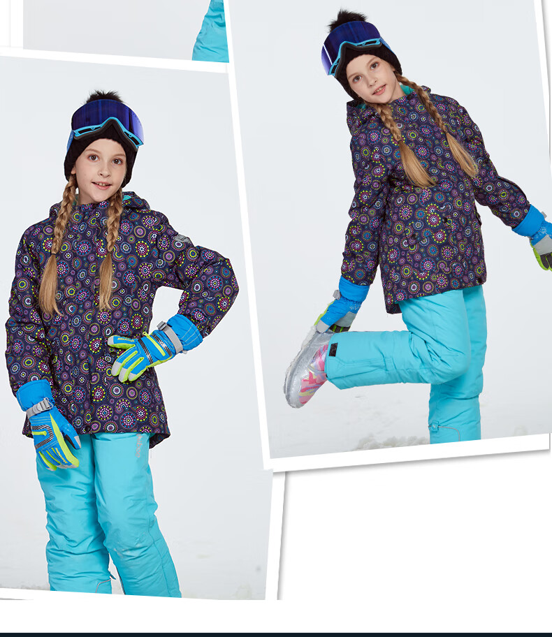 品牌: phibee 商品名称:菲比小象新款儿童滑雪服套装女童加厚两件套