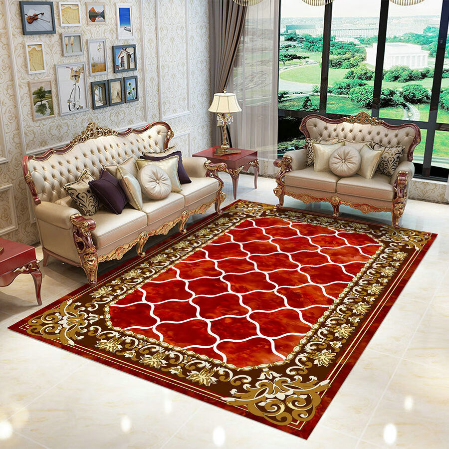 金钻绒3d轻奢简约地毯客厅茶几卧室床边毯网红毯民宿家用亮面9粉色