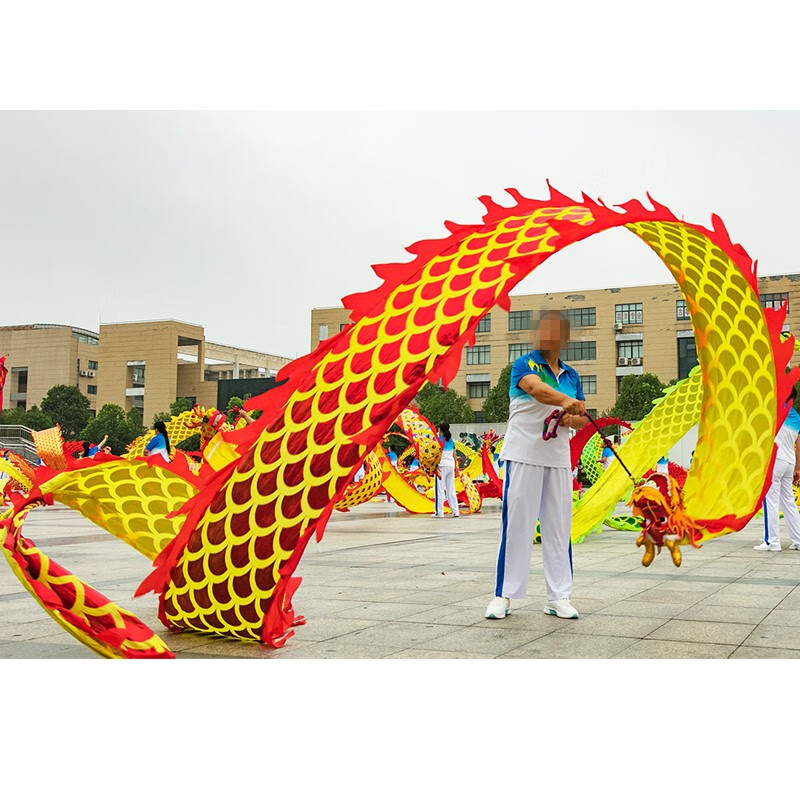 广场健身龙单人舞龙彩带龙飞龙龙头布龙丝带龙单手甩龙飘龙耍龙一体