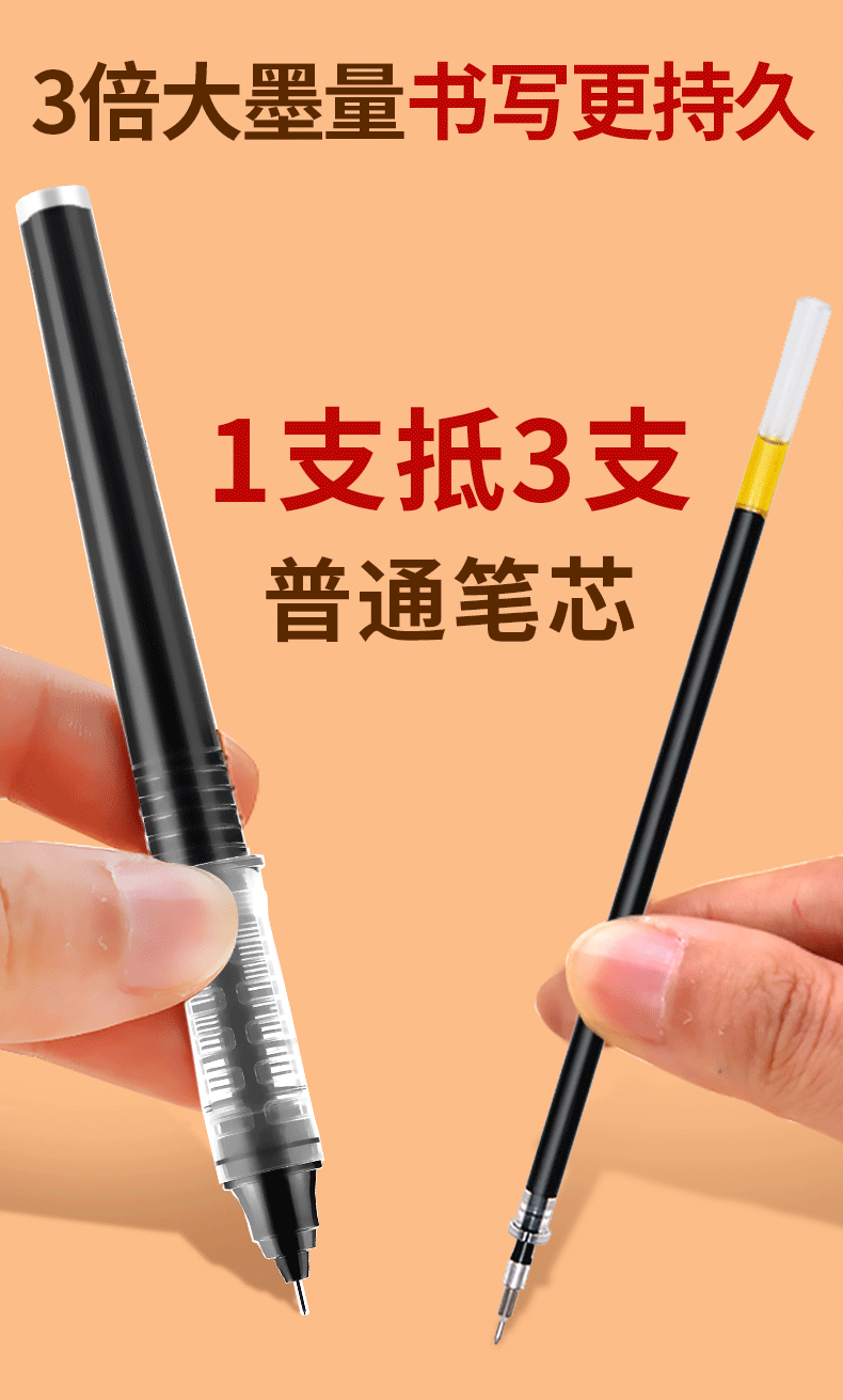 仓梵直液式笔芯8001 直液式走珠笔中性笔可替换笔芯 z-1速干替芯黑