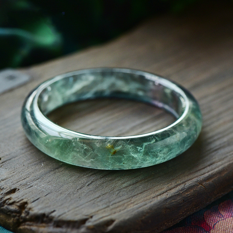 天然萤石手镯 绿萤石镯子 绿色水晶手镯 女生饰品手环 手镯圈口51-52