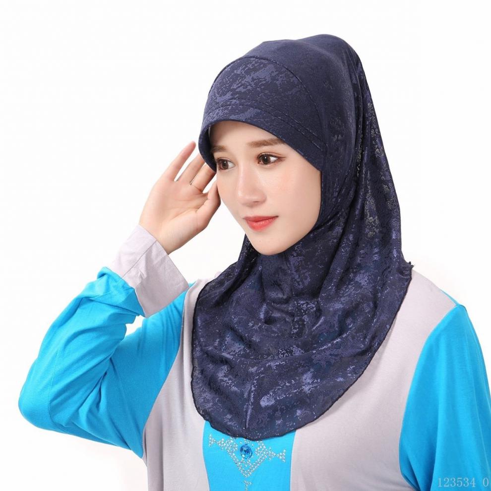 优桓 回族女人的套头纱巾海绵软帽檐回民盖头套头头巾回族女士方便