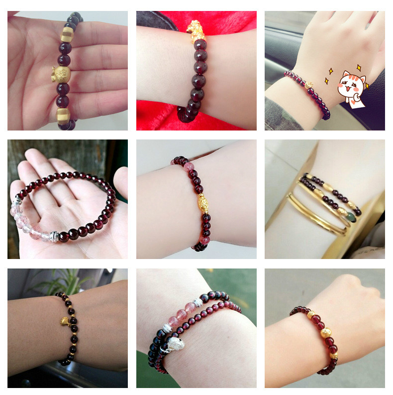 石榴石散珠子8a收藏级酒红半成品石榴石手链手串女8a级625mm10颗