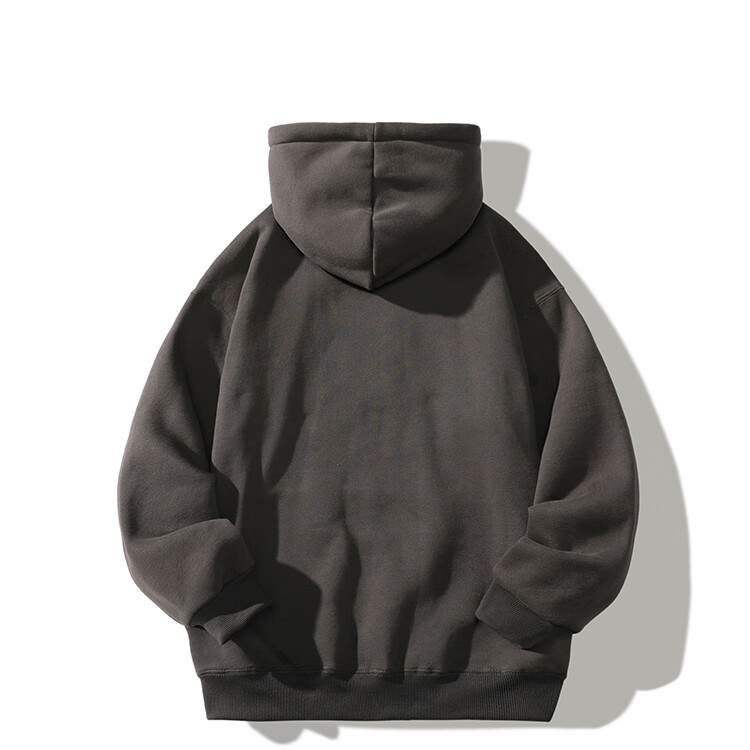 歌袖迪芬(gexiudifen)咖色简约卫衣男春秋胖子大码重磅连帽衫美式日系