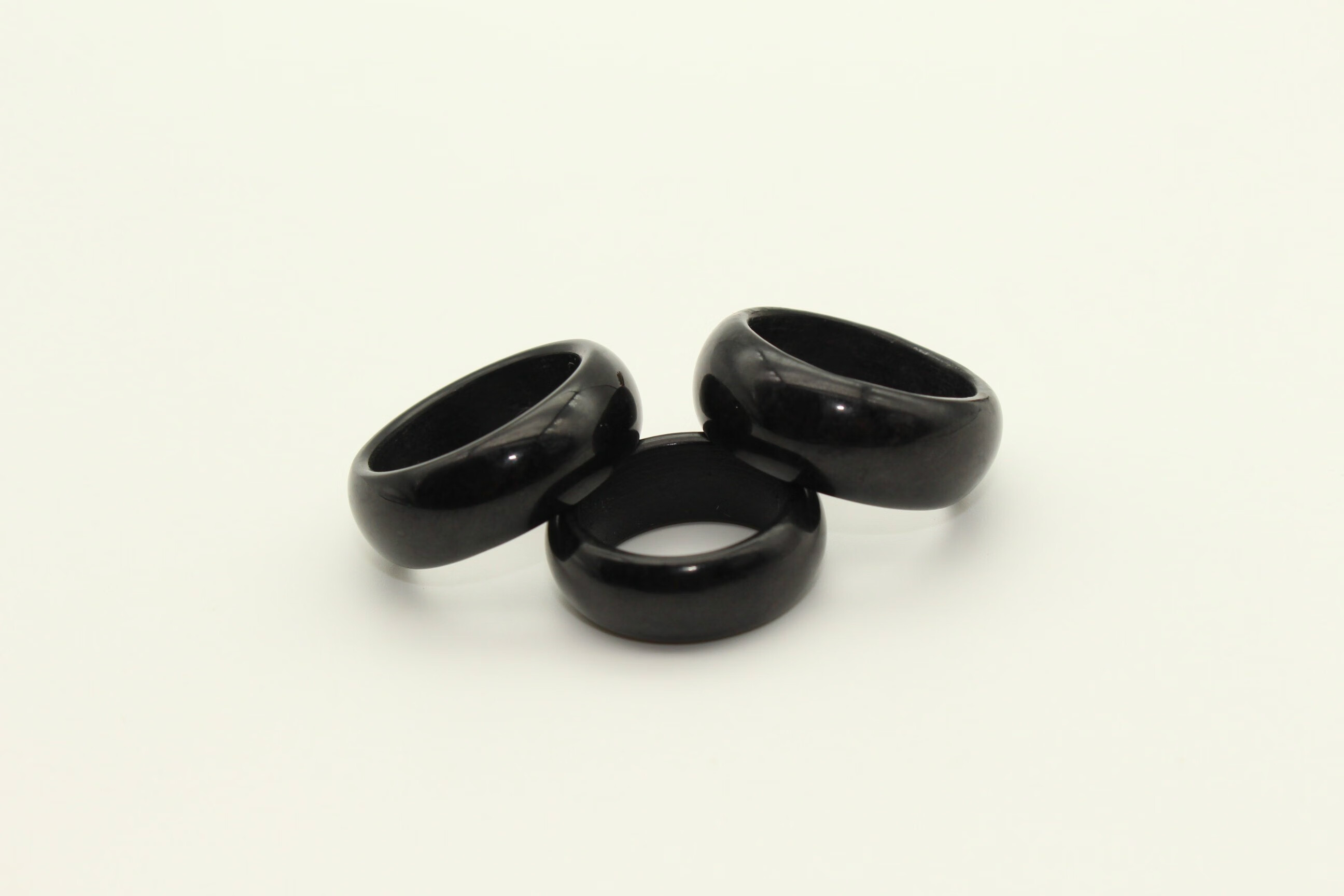 顶盈天然和田玉墨玉戒指男女款指环扳指全墨聚黑素面戒圈尾戒复古简约