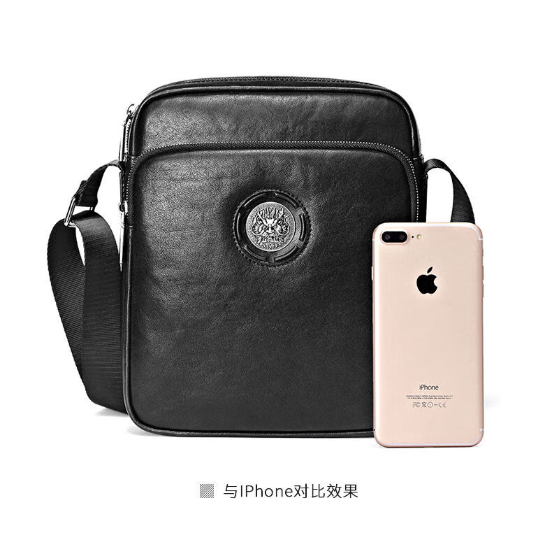 ck真皮单肩包男士包包男包斜挎包头层牛皮挎包男潮小包男背包黑色