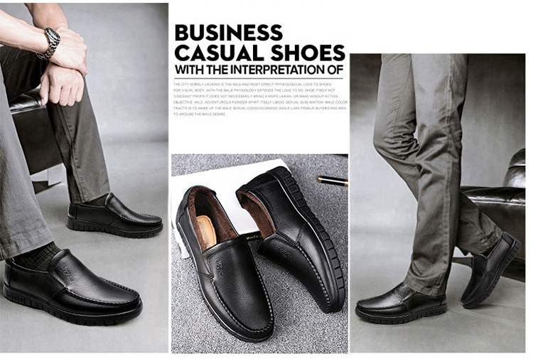 EGCHI Business Casual Shoes for Men, Leather Slip-On Shoes, Top-Grain Cowhide, Middle-Aged Footwear, 36274 All-Season Style, Size 40 39