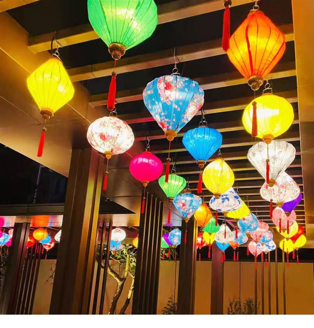 户外防水宫灯笼挂饰装饰景区灯笼 16寸钻石灯笼1个-颜色备注【图片