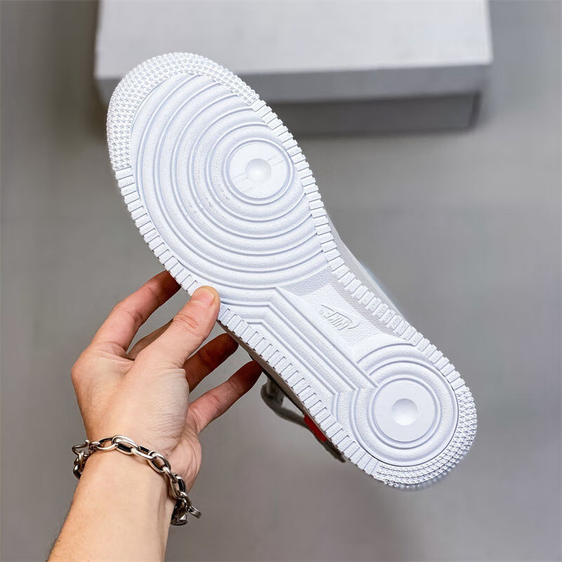 x af1 mid 空军一号反光高帮男女通用运动鞋缓震耐磨 白色 36【图片