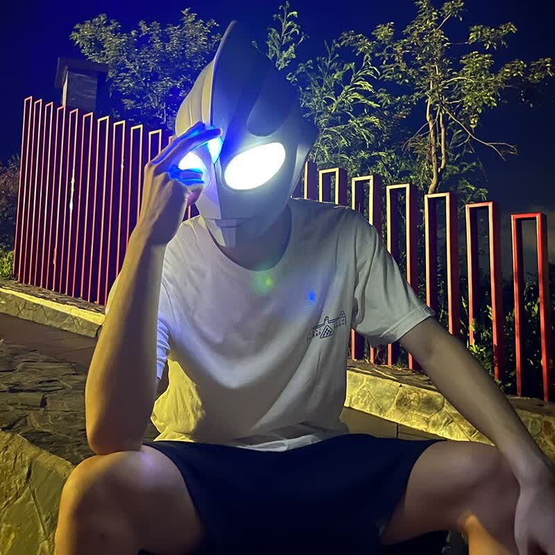 迪迦奥特曼发光面具便宜抖音同款奥特曼头盔迪迦面具头套发光可戴表演