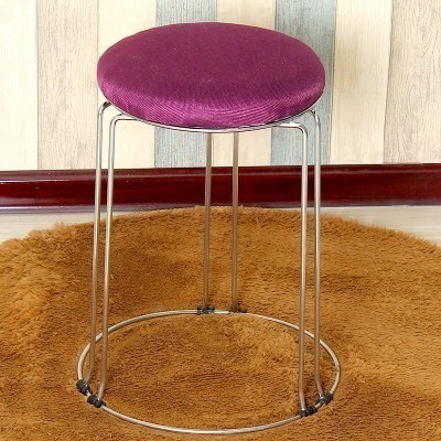 简易钢筋凳子圆凳子家用板凳塑料高凳餐凳凳铁腿加厚套凳包 加厚黑白