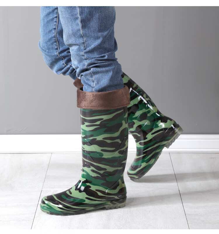 套鞋雨鞋长筒 迷彩春夏雨鞋男士高筒中筒雨靴长筒胶鞋防水防滑时尚