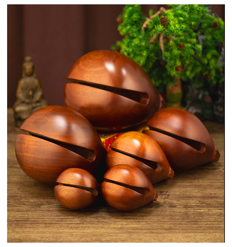 沅燊木鱼法器实木紫檀木雕摆件配敲棒木鱼棒木鱼垫 28英寸紫檀木鱼送