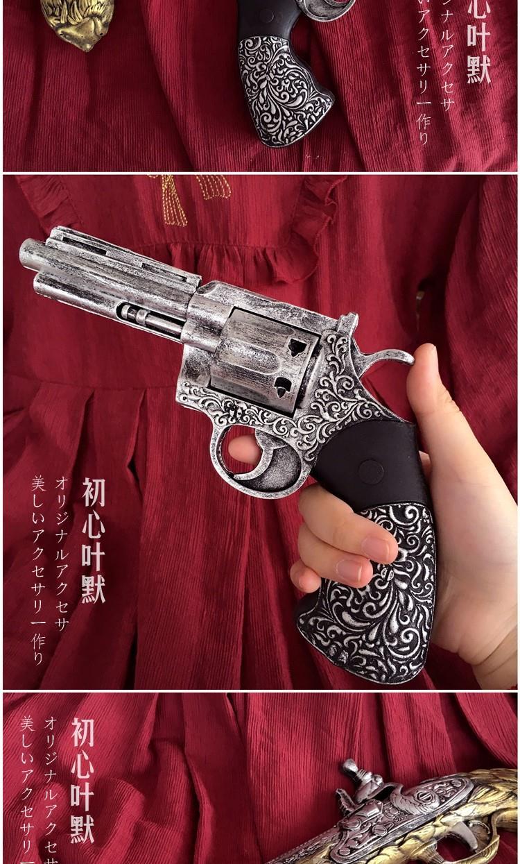 暗黑公主戎装左轮 olita复古优雅款火枪雕花装饰拍照道具 皇家手枪
