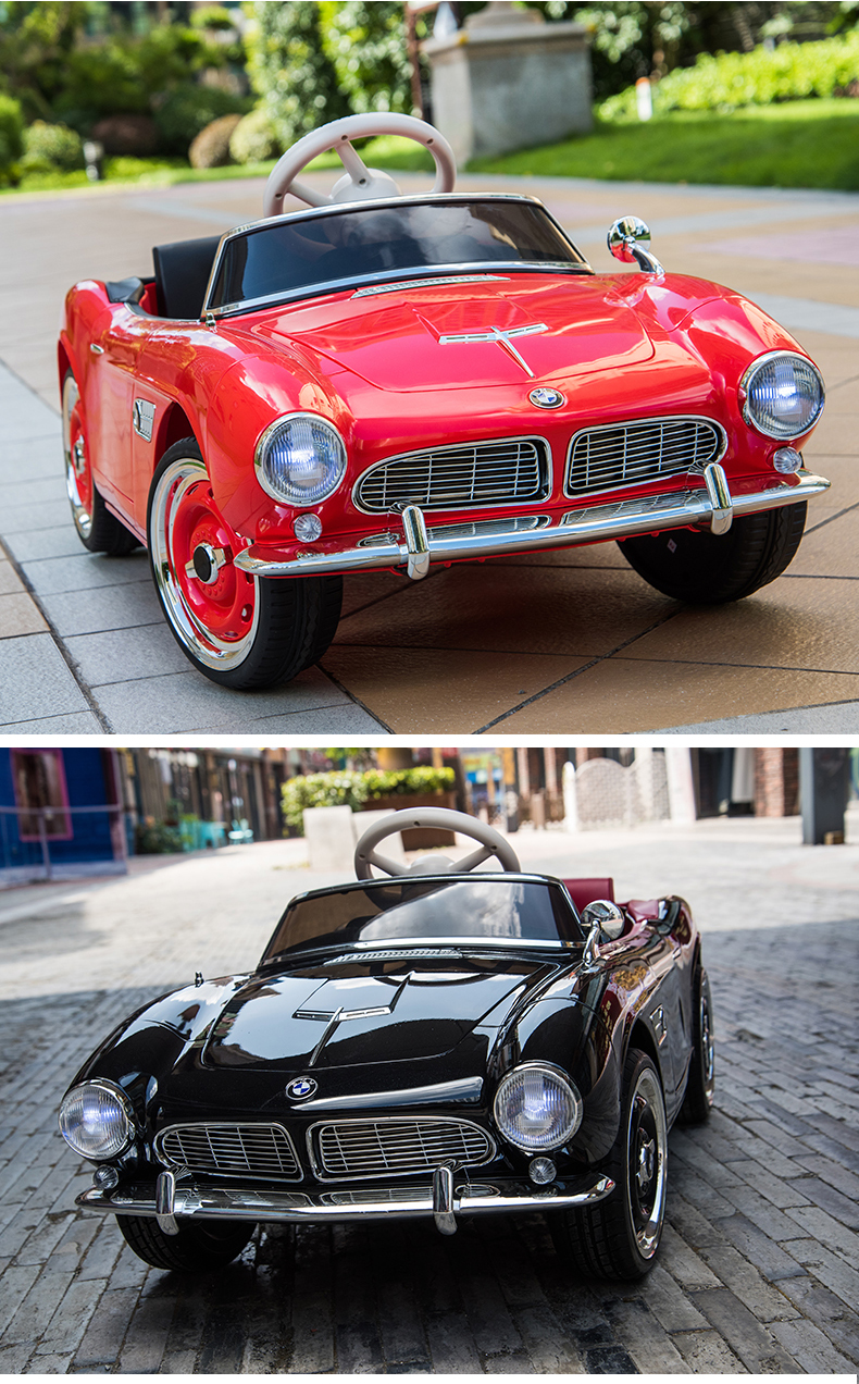 好来喜儿童电动车宝马老爷车四轮汽车遥控玩具车可坐人小孩婴儿带摇摆