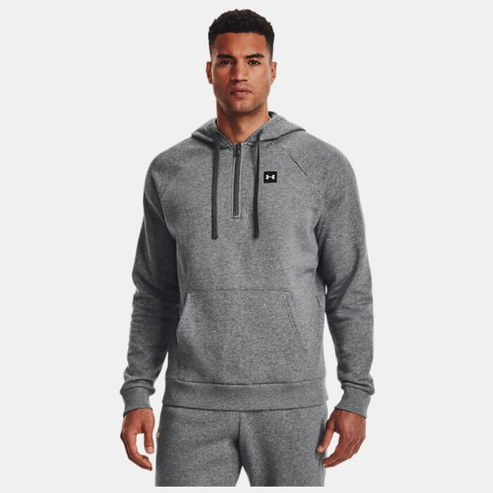 安德玛(under armour)男卫衣连帽衫套头衫纯色简约袋鼠口袋拉绒保暖