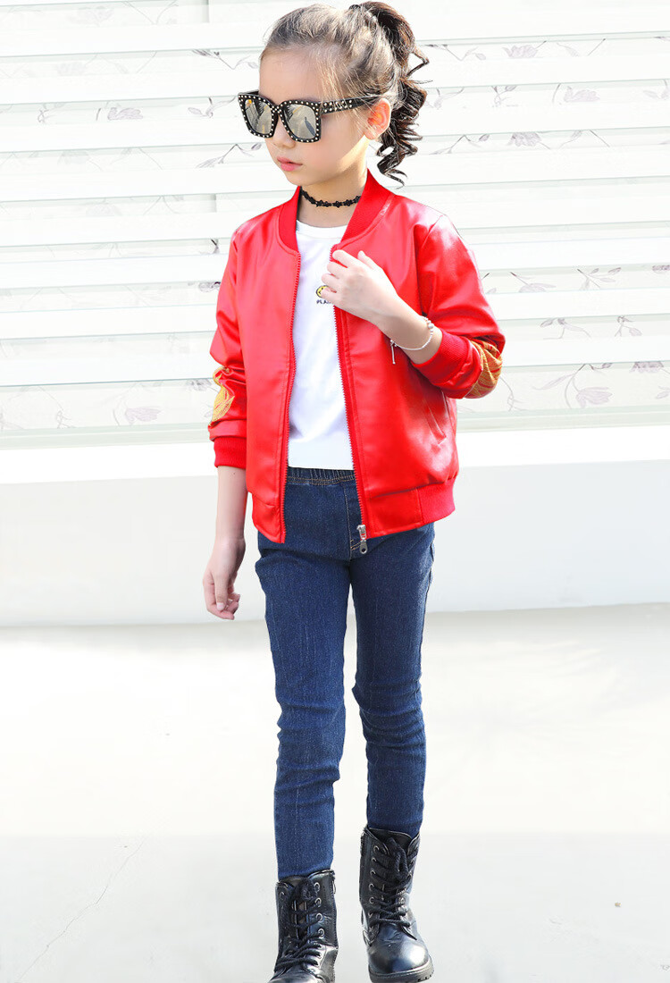 2019商场同款小孩子的儿童春秋外套女童皮衣2019新款秋装韩版女加厚加