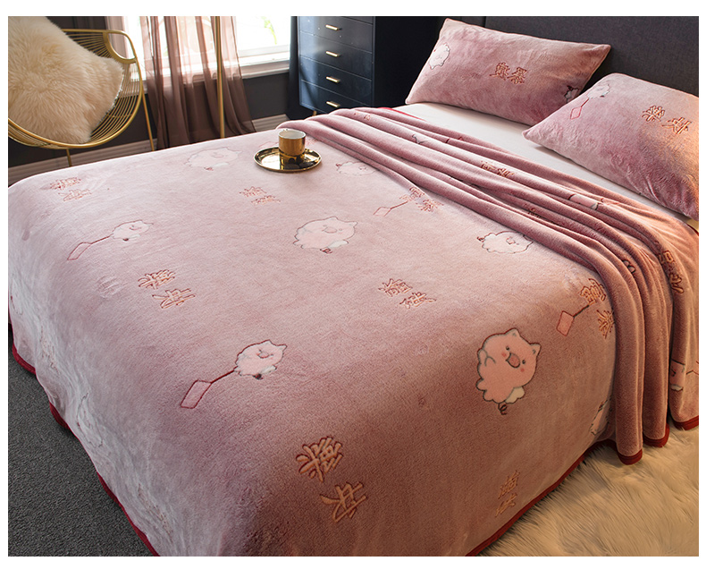 冬季加绒单子床单毛毯单件珊瑚绒面水晶绒毛法兰绒双面天鹅绒 比翼鸟